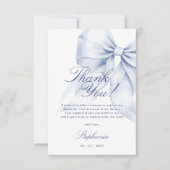 ブルーのリボン ウェディングシャワーの感謝カード サンキューカード (正面)