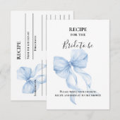 ブルーのリボン　ウェディングシャワーレシピ封入カード エンクロージャーカード (正面/裏面)