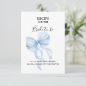 ブルーのリボン　ウェディングシャワーレシピ封入カード エンクロージャーカード (スタンド正面)