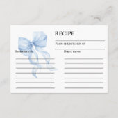 ブルーのリボン　ウェディングシャワーレシピ封入カード エンクロージャーカード (裏面)