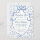 ブルーのリボン チャイナ風 ブライズシャワー 招待状 (正面)