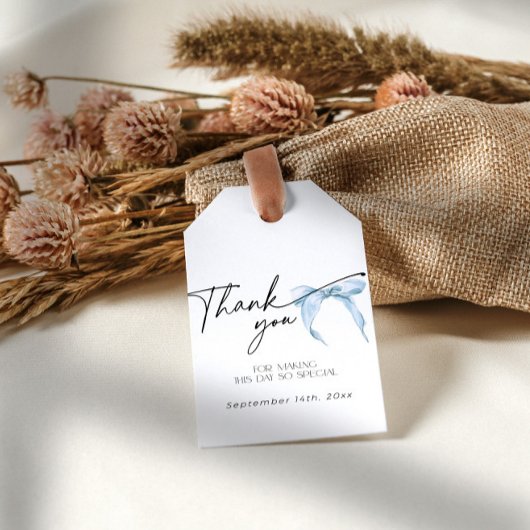 ブルーのリボン 結婚前のお祝い ギフトタグ