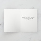 ブルーのリースのヒイラギの実の写真 メリークリスマス シーズンカード (内部)