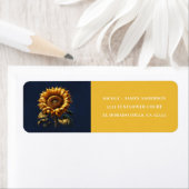 ブルーのルスティックなひまわりの花のブライズシャワー ラベル (インサイチュ)