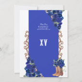 ブルーのルスティック ウェスタンチャロコウボーイブーツのキンチェア  招待状 (裏面)