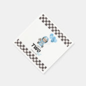 ブルーのレーシングカーのカスタムフォト 2歳の誕生日 スタンダードカクテルナプキン (角)