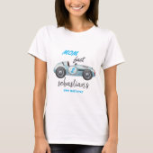 ブルーのレーシングカーの2歳の誕生日パーティーの招待状 Tシャツ (正面)