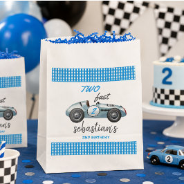 ブルーのレーシングカーの2歳の誕生日招待状 フェイバーバッグ