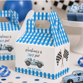 ブルーのレーシングカーの2歳の誕生日招待状 フェイバーボックス