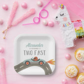 ブルーのレーシングカーの2歳の誕生日 ペーパープレート (パーティー)