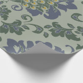 ブルーのロマンチックな鳥とシームレスなヴィンテージパターン ラッピングペーパー (角)