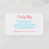 ブルーのロリポップ キャンディ ショップ ベーカリー ビジネス カード (裏面)