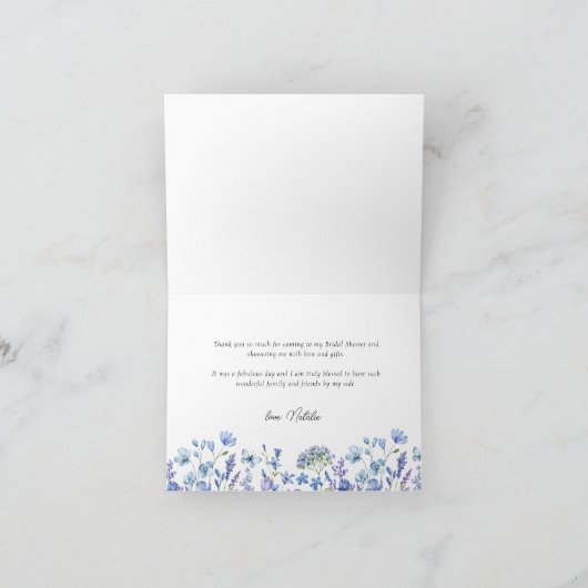 ブルーのワイルドフラワーデリケートな花 サンキューカード (内部)