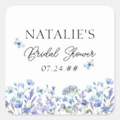 ブルーのワイルドフラワーデリケートフラワシャワー スクエアシール (正面)