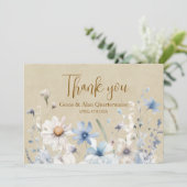 ブルーのワイルドフラワー感謝 サンキューカード (スタンド正面)