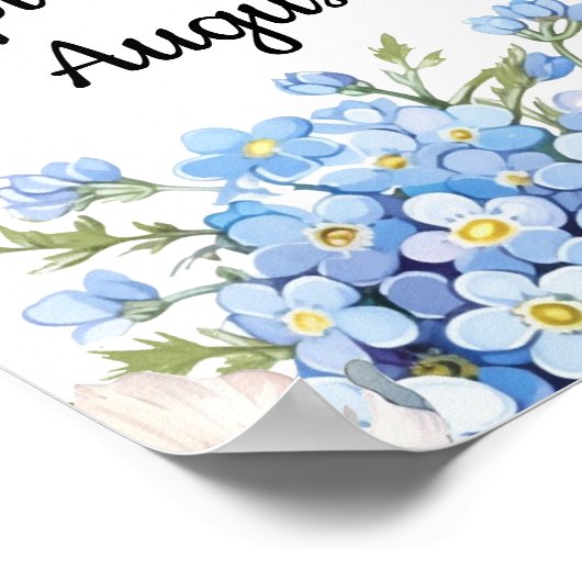 ブルーのワスレナグサの花 お別れの記念品 ポスター (角)