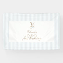 ブルーのヴィンテージうさぎ 1歳の誕生日