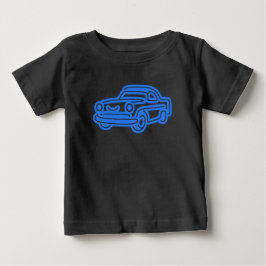 ブルーのヴィンテージカーイラスト ベビーTシャツ