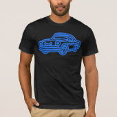 ブルーのヴィンテージカーイラスト Tシャツ (正面)