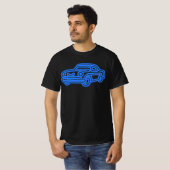 ブルーのヴィンテージカーイラスト Tシャツ (正面フル)