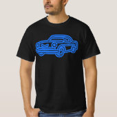ブルーのヴィンテージカーイラスト Tシャツ (正面)