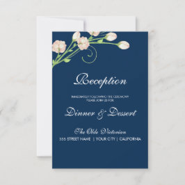 ブルーのヴィンテージガーデンローズ - 受付カード 招待状