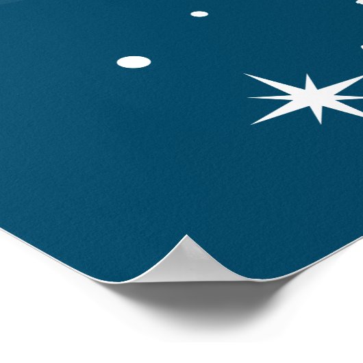 ブルーの上に陽気なクリスマスツリーパターン ポスター (角)