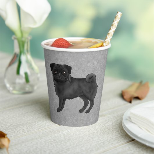 ブルーの仔鹿のパグ犬のかわいいキャラクターイラスト 紙コップ (インサイチュ)