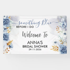 ブルーの何かは挙式前に Floral Welcome 横断幕