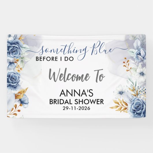 ブルーの何かは挙式前に Floral Welcome 横断幕 (横)