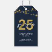 ブルーの光のライン 25周年記念の結婚記念日 ギフトタグ (正面)