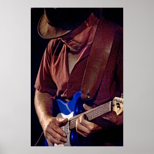 ブルーの入手方法 – Blues Guitar Player ポスター (正面)