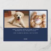 ブルーの写真のクリスマス　ハッピー・ホリデー 箔シーズンカード (裏面)