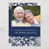 ブルーの写真 50周年パーティー招待状 招待状 (正面/裏面)