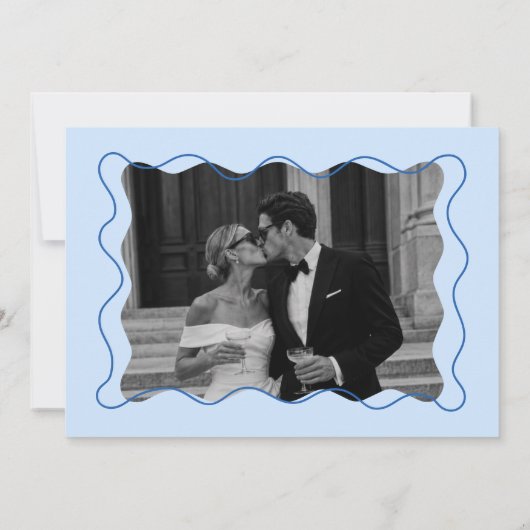 ブルーの冬の結婚式・エンゲージメントパーティー 招待状 (裏面)
