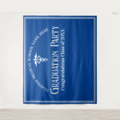 ブルーの医学校卒業パーティー写真ブース タペストリー (正面)