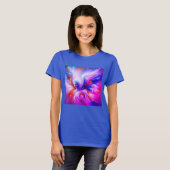 ブルーの半袖にフロントのカラフルな嵐の天使 Tシャツ (正面フル)