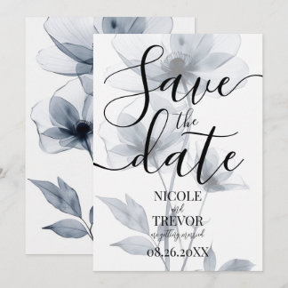 ブルーの半透明のお花の結婚式のオーダーメイド セーブザデート
