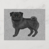 ブルーの可愛いパグのイラスト ポストカード (正面)