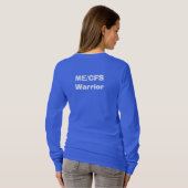 ブルーの啓発リボンで強くあれ ME/CFS戦士 Tシャツ (裏面フル)