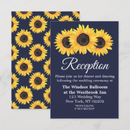 ブルーの国産ひまわり ウェディング受付カード 招待状