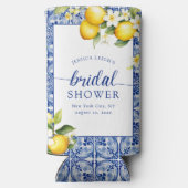 ブルーの地中海のレモン ブライダルシャワー スリム缶クーラー (裏面)