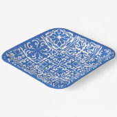 ブルーの地中海スタイルのタイル ウェディングまたはブライズシャワー ペーパープレート (傾斜あり)