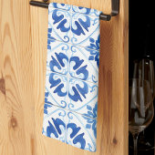 ブルーの地中海スタイルのタイル キッチンタオル