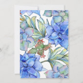 ブルーの多肉植物のウェディング 縮小されたゲストリスト 案内状 (裏面)