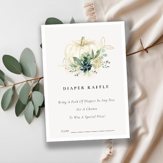 ブルーの多肉植物のパンプキンおむつくじベイビーシャワー エンクロージャーカード