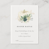 ブルーの多肉植物パンプキンおむつくじ ベビーシャワー エンクロージャーカード (正面)