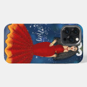 ブルーの天界の牡羊座の女神 iPhoneケース (裏面横)