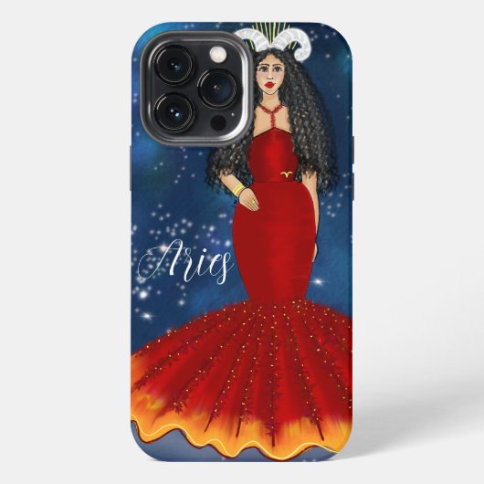 ブルーの天界の牡羊座の女神 iPhoneケース (裏面)