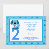 ブルーの子犬の肉球 5x7 誕生日招待状 招待状 (正面/裏面)